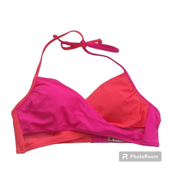 Pink Victoria’s Secret Body Wrap Bikini Top Color Block Size M - Picture 2 of 6